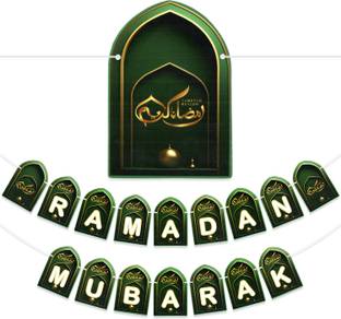 Rozi Decoration Ramadan Mubarak Banner Green Color for Ramzan Decorations Items Banner