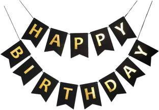 Urban Magic Happy Birthday Blac & Golden Colour Banner Banner