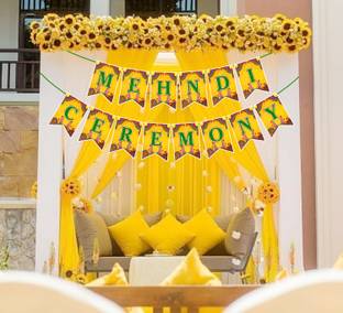 ZYOZI Mehndi Ceremony Banner for Mehndi Ceremony Mehendi Backdrop for Home Bride Banner