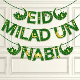 ZYOZI Eid Milad Un Nabi Mubarak Paper Banner,Milad Mubarak Banner Banner