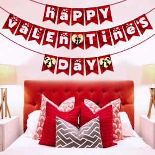 ZYOZI Happy Valentine's Day Banner Red Valentines Day Paper Banner for Home Wall Banner