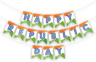 Rozi Decoration Happy Republic Day Tri Color Hanging Banner Decoration Items Banner