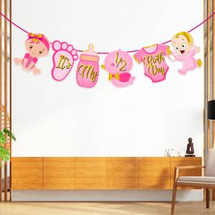 ZYOZI Its My Half Birthday Banner For Baby Girl - Birthday Decorations Banner