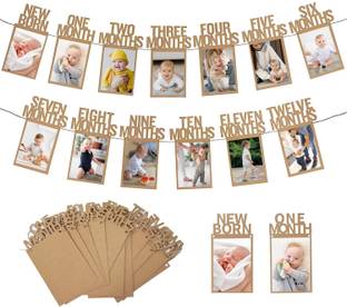 Party Propz Thickened Kraft Card Paper 1st Birthday Bunting Baby Photo Banner Banner