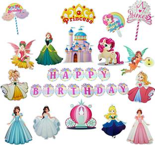 FLICK IN Happy Birthday Princess Banner Elsa Frozen Theme Castle 1st Birthday Princess Banner