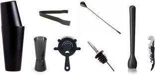 Dynore Stainless Steel Black Matt 8 Pcs of Bartender Set/ Barware Set 8 - Piece Bar Set