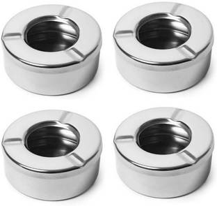 upalabdh 4 PCs Ashtray Ash Tray Stainless Steel bar Office Home Cigarette Ash Holder Ashtray 4 - Piece Bar Set