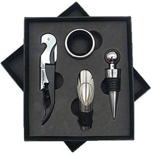 Iktu Bar Tools Wine Bottle Opener 4pcs Set Stainless Steel Wine Opener with Gift Box 1 - Piece Bar Set