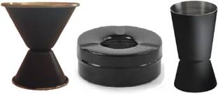 Dynore Dynore 2 Black Peg measure with Black Lid Ash Tray. 3 - Piece Bar Set