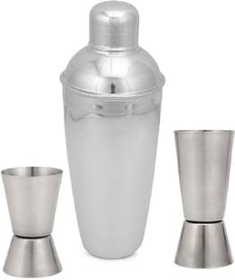 Dynore Dynore Stainless Steel Delux Cocktail Shaker 500 ml With 2 Tall Peg Measures 3 - Piece Bar Set