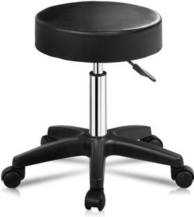 Deal Dhamaal Height Adjustable Black Rolling Stools With Wheels In Black Color Leatherette Bar Stool