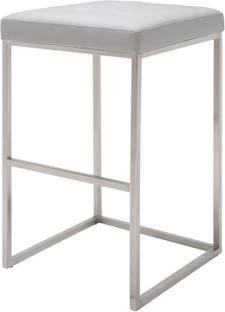 Indian Decor 45620 Bar Stool Brushed Stainless Steel Frame - White Metal Bar Stool