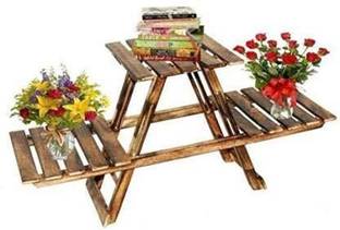 craftonlines Home Decor Wooden Fold-able Stool Set for Living Room & Office Diwali Gift Living & Bedroom Stool