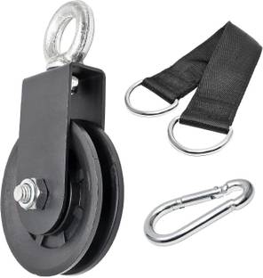 Dinetic 1 Pack Silent Nylon Gym Cable Pulley Wheel with Hanging Straps and Carabiner मल्टी-ट्रेनिंग बार