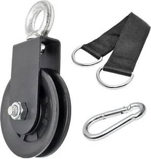 FitBeast Pack of 1 Silent Nylon Gym Cable Pulley Wheel with Hanging Straps and Carabiner Multi-training Bar