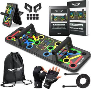 WOW FITNESS WORLD Portable Push Up Board Combo, 15-in-1 Multipurpose Pushup Board for Men & Women, Push-up Bar