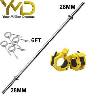 YMD 6FT Straight 28mm weightlifting rod With Barbell Clamps And Spring Lock Weight Lifting Bar