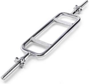 YMD Box Barbell 28mm Threaded Solid Chrome Triceps Bar for Weightlifting Multi-training Bar