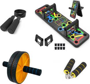 LIVOX Pushup Board And Ab Wheel Roller With Skipping Rope, Handgrip Push-up Bar