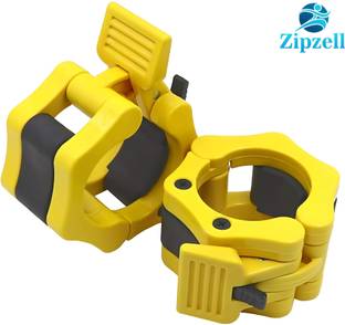 Zip Zell Sports Olympic Barbell Locks, 48mm for Gym Rod Collars, Barbell Clamps (Yellow) Multi-training Bar