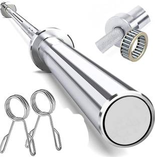 YMD 4 Feet Olympic Barbell Bearing Rod 50mm Outer Dia with Spring Collar Weight Lifting Bar