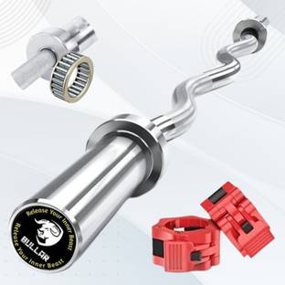 BULLAR Olympic Barbell | 4 feet 50mm Bar with Needle Bearing with Locks Weight Lifting Bar