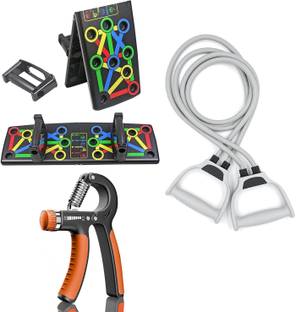 Saksharan Ultimate Fitness ombo: foldable Push-Up Board, Toning Tube, and Hand Gripper Push-up Bar