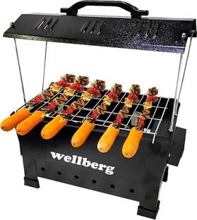 WELLBERG 1200W Barbecue Cooker, 2-in-1 Portable for Indoor Outdoor Use Charcoal & Electric Grill