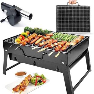 KROOH 2In1Electric&CharcoalBarbequeGrill6SkewerForHome(Black) Charcoal Grill