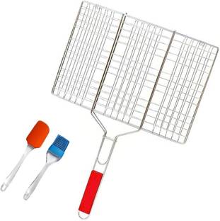 Windwarrior Portable Steel BBQ Grill Net Basket for Barbecue Fish, Meat, Steak Seafood Grilling Gas Grill