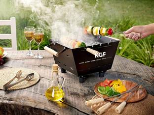 KGF Charcoal Barbeque Grill with Accessories Skewers, Tong & Make Grilled Chicken, Rib Roaster Grill