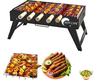 HOT LIFE TableStyleFoldingCompactPicnicBarbequeGrill,Tandoorwith5Skewer, Charcoal Grill