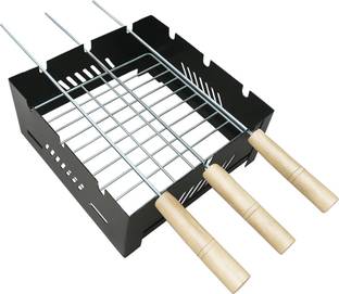 Chefman Portable Charcoal & Gas Barbeque Grill | 2-in-1 Outdoor BBQ with 3 Skewers | Portable Tandoor for Home, Travel & Camping Charcoal Grill