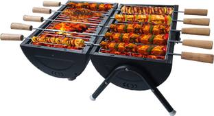 Geico master FordableCampingGrillCharcoalGrillBarbequeWith10Skewers2CharcoalTray Charcoal Grill