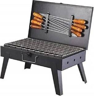 WELLBERG Folding Griller with Foldable Legs, Compact Briefcase Style for Easy Travel Charcoal Grill