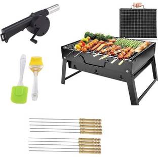 Rexmon Barbecue Basket Foldable for Roast BBQ Portable Grilling Basket with Wood Handle Charcoal Grill