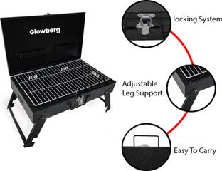 Glowberg Versatile Charcoal Briefcase BBQ for Tailgating Charcoal Grill