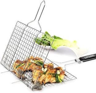 Livzing Portable Barbecue Grill - Powder Coated Non Stick Iron Charcoal Grill