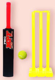 PMG Heavy Plastic Bat with PVC Stumps Set & 1 Bal| Bat Ball Wicket Kit for 8-11 Year PVC/Plastic Cricket  Bat For 9 - 11 Yrs