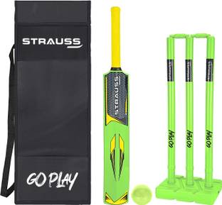Strauss Rebel Plastic Cricket Kit, Size SH (34 X 4.5inches) for All Age Groups, (Green) Cricket Kit