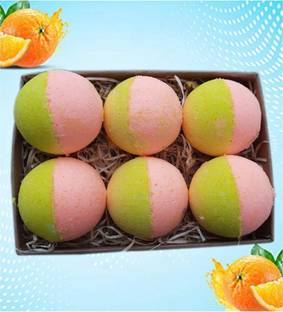 Aaranyam Orange & Lemon Bath Bomb-Fizzy Aromatic Bath Bomb (75g Each) - Pack of 6