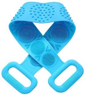 Flying monk Soft Silicone Back Scrubber Brush Cum Belt for Exfoliating Shower Bath- Double Sides