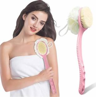 WXRZQ SELL 2 in 1 Double sided bristles Brush loofah with handle shower brush