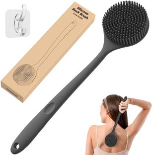 PERIZONE Soft Silicone Back Scrubber Shower Bath Body Brush with Long Handle