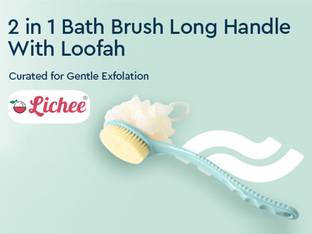 LeaFox Back Body Bath Brush with Bristles & Loofah Scrubber with Long Curved Handled