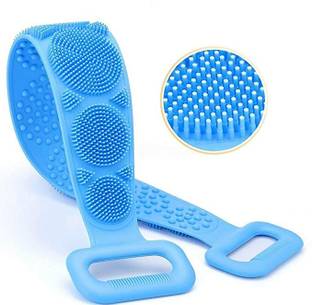 Bullu Silicone Body Bath Belt Silicon Double Scrubber (Multicolor)