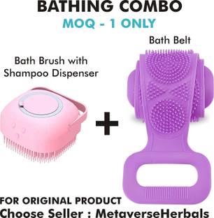 METAVERSE Bath Belt Body Back Scrubber & Body Brush | Shampoo Dispenser | Belt for Shower