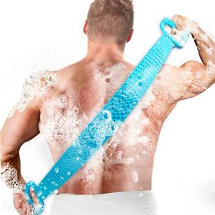 Priya Double Side Bathing Brush for Skin Deep Cleaning Massage, Silicone Body Back Scrubber, Dead Skin Removal Exfoliating Belt for Shower, for Men & Women (Multicolor)