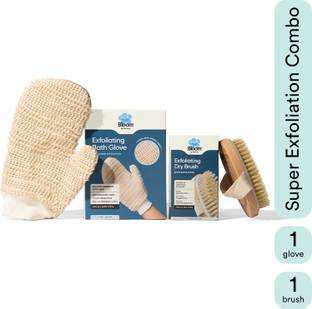 Bloom 1 Dry Oval Brush & 1 Bath Glove Combo | Skin Exfoliation & Lymphatic Drainage