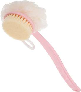 BUNLEK 2 IN 1 loofah and Bristles with Long handle back scrubber Shower Bath Brush